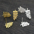15x13mm Copper Plated Leaf Shape Ear Stud Posts With Loop DIY Earring Jewelry Findings 0.7g Earrings view 3