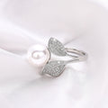 New Fashion Leaf Simulated Pearl Ring For Women, Fresh Designer Statement Jewelry For view 5
