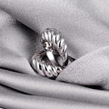 Braided Rope Index Finger Ring, Twisted Croissant Open Ring Unisex Fashion Jewelry view 2