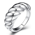 Braided Rope Index Finger Ring, Twisted Croissant Open Ring Unisex Fashion Jewelry view 1