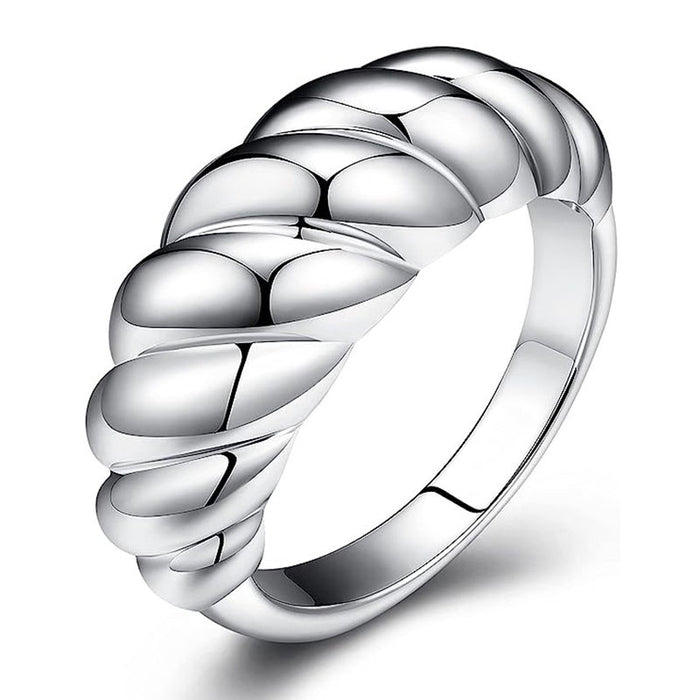 Braided Rope Index Finger Ring, Twisted Croissant Open Ring Unisex Fashion Jewelry