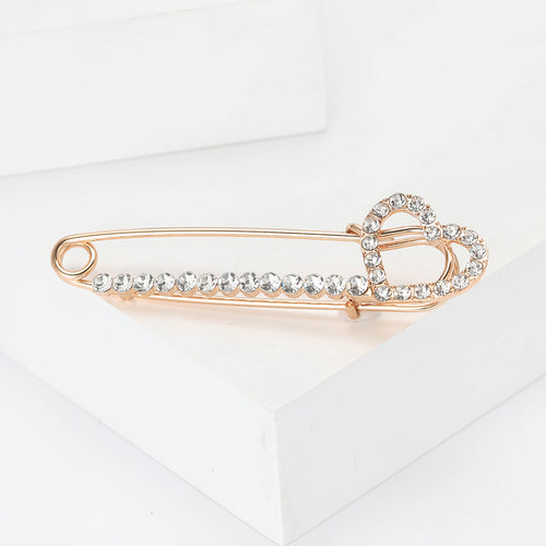 Alloy Rhinestone Heart Brooch Fashion Women Suit Lapel Pin
