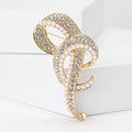 Korean Style Alloy Rhinestone Pearl Knot Brooch Pin For Women view 2
