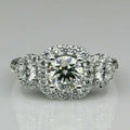 Luxury Round Cubic Zirconia Ring, Elegant Engagement Wedding Finger Jewelry For Women view 2