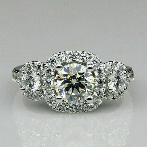 Luxury Round Cubic Zirconia Ring, Elegant Engagement Wedding Finger Jewelry For Women