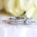 Micro Pave Zircon Stackable Ring Set, Row Stone Bridal Proposal Wedding Engagement Rings For Women view 4