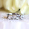 Micro Pave Zircon Stackable Ring Set, Row Stone Bridal Proposal Wedding Engagement Rings For Women view 3