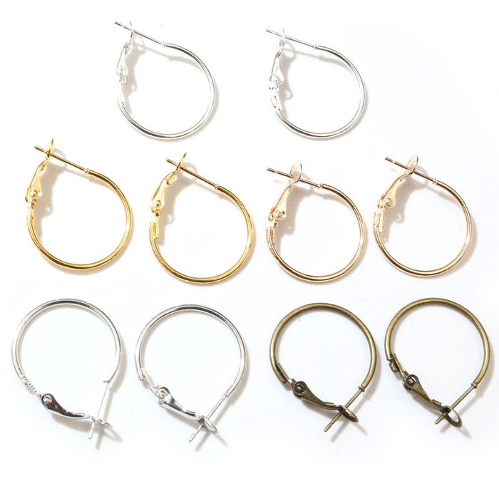 15-30mm Needle Buckle Hoop Earrings DIY Jewelry Accessories Ear Wire Findings 0.5-1g