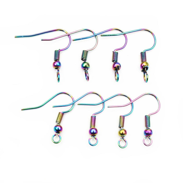 20x17mm Aurora Iridescent Color Ear Hooks With Spring Bead For DIY Earrings Jewelry Accessories