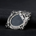Blue Silver Tone Woman Portrait Crystal Metal Brooch Pin view 5