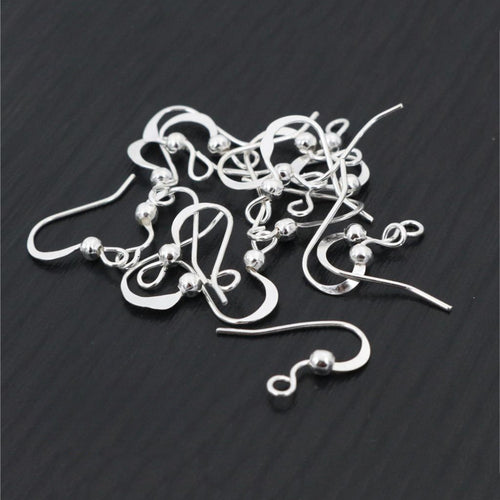 100pcs Iron Earring Hooks With Round Bead For DIY Handmade Earrings Jewelry Findings 19x18mm