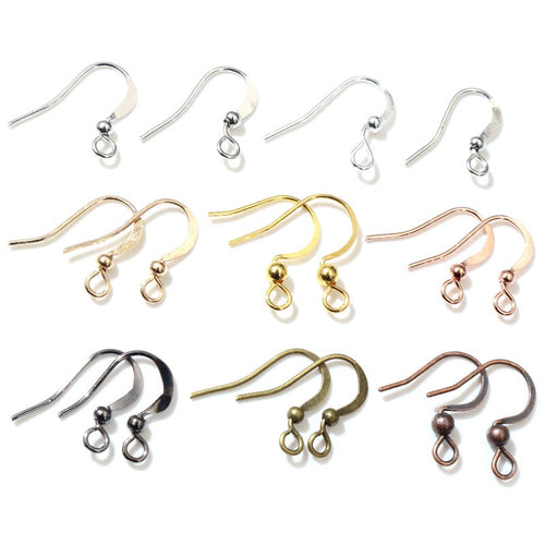 100pcs Iron Earring Hooks With Round Bead For DIY Handmade Earrings Jewelry Findings 19x18mm