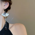 New Chinese Style Resin Fan Tassel Drop Earrings Retro Geometric Long Ear Hook Jewelry view 4