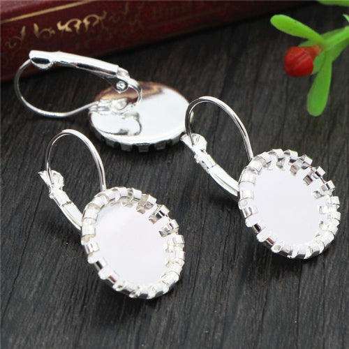 12mm Lace Tray French Ear Hook Base Iron Plated DIY Earring Jewelry Accessories 0.8g Earrings