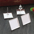 12mm Square Tray Stud Earring Base Post Without Ear Backs For DIY Earring Jewelry Accessories Stud Earrings view 4