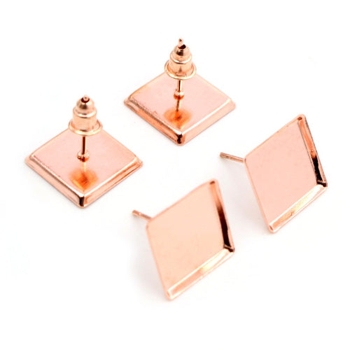 12mm Square Tray Stud Earring Base Post Without Ear Backs For DIY Earring Jewelry Accessories Stud Earrings