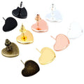 12mm Heart Tray Iron Plated Ear Stud Pins Base For DIY Earring Jewelry Findings Without Backs Earrings view 5