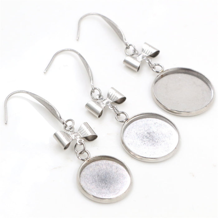 Handmade Bow Stainless Steel Ear Hooks With 10-20mm Tray Bases For DIY Earring Jewelry Findings Earrings