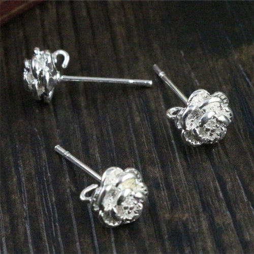 9x6mm Pure Copper Rose Flower Stud Earring Posts For DIY Earring Jewelry Findings Stud Earrings