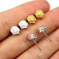 9x6mm Pure Copper Rose Flower Stud Earring Posts For DIY Earring Jewelry Findings Stud Earrings view 3