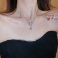 Alloy Teardrop Rhinestone Drop Earrings With Pendant Necklace, Light Luxury Women's Jewelry view 4