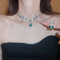 Alloy Teardrop Rhinestone Drop Earrings With Pendant Necklace, Light Luxury Women's Jewelry view 2