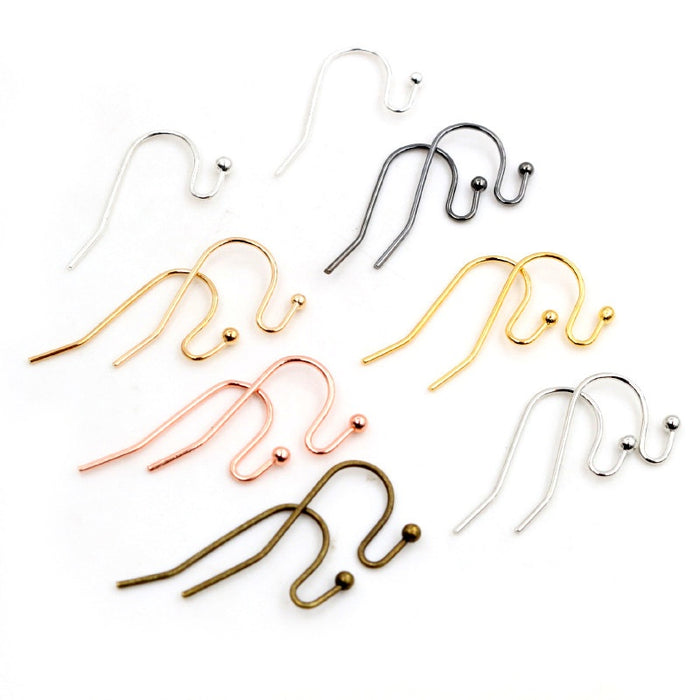 100pcs 21x16mm S Shape Ball End Ear Hooks Copper Plated DIY Earring Making Findings 20g Earrings