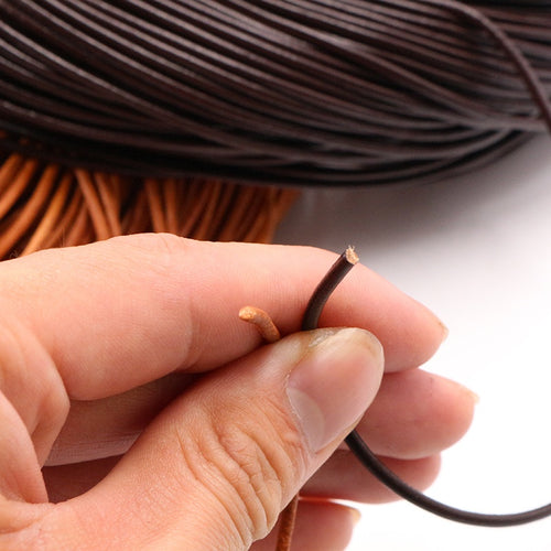 1-5mm Round Genuine Cowhide Leather Cord For DIY Bracelet Necklace Jewelry Accessories