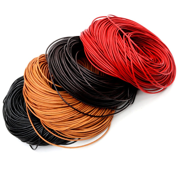1-5mm Round Genuine Cowhide Leather Cord For DIY Bracelet Necklace Jewelry Accessories