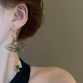 New Chinese Style Alloy Fan Bamboo Joint Drop Earrings For Women Retro Geometric Ear Hooks view 3