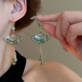 New Chinese Style Alloy Fan Bamboo Joint Drop Earrings For Women Retro Geometric Ear Hooks view 1
