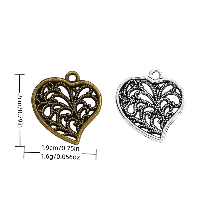 Zinc Alloy Heart Charm Pendant No.680994 for DIY Necklace Bracelet Jewelry Making
