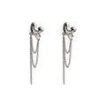 Elegant Korean Silver Needle Heart Rhinestone Long Tassel Chain Drop Earrings view 5