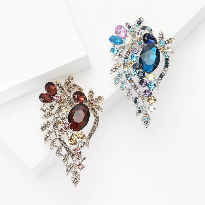 Small Alloy Glass Brooch Pin For Women Suit Dress Decoration