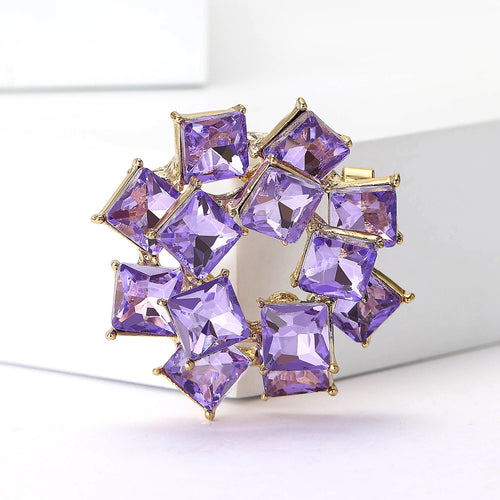 Alloy Rhinestone Double Ring Brooch For Women's Garment Decoration