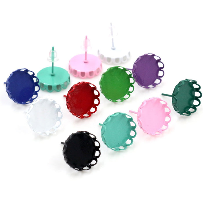 12mm Tray Stud Earring Base DIY Earring Jewelry Accessories Without Ear Backs 0.5g Stud Earrings