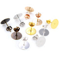 100pcs 4-12mm Flat Pad Earring Posts For DIY Stud Earrings Jewelry Making Without Ear Backs view 1