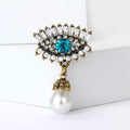 Alloy Rhinestone Evil Eye Pearl Pendant Brooch Pin For Apparel view 2