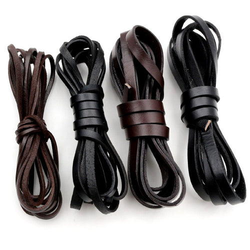 2-8mm Flat Genuine Cowhide Leather Cord First Layer Leather Rope For DIY Bracelets Necklaces