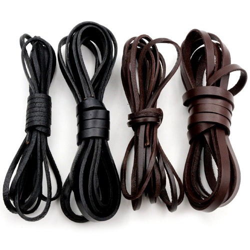 2-8mm Flat Genuine Cowhide Leather Cord First Layer Leather Rope For DIY Bracelets Necklaces