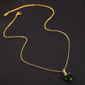 European American Vintage Emerald Green Heart Necklace, Rhinestone Collarbone Chain For Women view 2