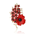 Elegant Alloy Rhinestone Poppy Flower Brooch Pin For Women's Suits view 5