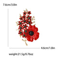 Elegant Alloy Rhinestone Poppy Flower Brooch Pin For Women's Suits view 4