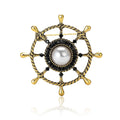 Alloy Pearl Ship Wheel Brooch Pin For Men's Suits view 5