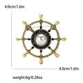 Alloy Pearl Ship Wheel Brooch Pin For Men's Suits view 6