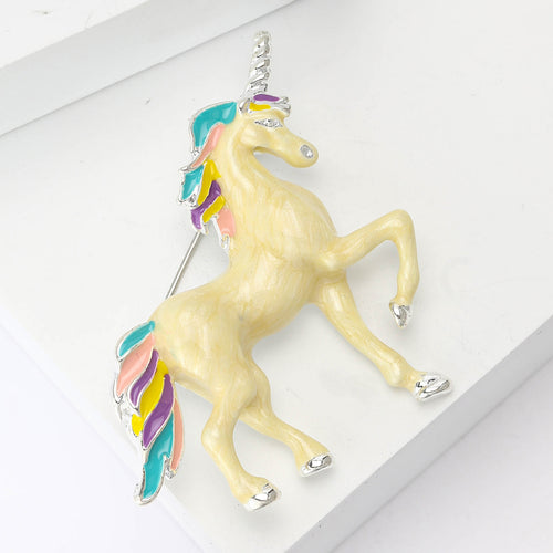 Alloy Enamel Unicorn Brooch Pin For Cute Clothing Accessories