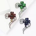 Alloy Rhinestone Four Leaf Clover Brooch Elegant Plant Lapel Pin view 1
