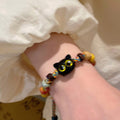 Cute Ceramic Cat Beaded Bracelet New Chinese Style Sweet Fresh Animal Charm Jewelry view 2