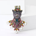 Alloy Rhinestone Crown Bear Brooch Pin For Trendy Apparel view 2