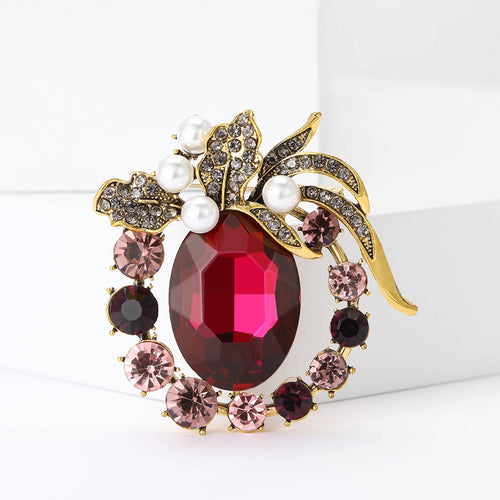Alloy Rhinestone Flower Brooch Pin For Dresses And Suits